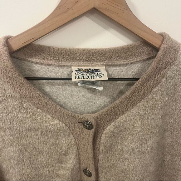 Vintage Northern Reflections Fleece Button Front Embroidered Pocket Sweater Larg - Picture 3 of 11